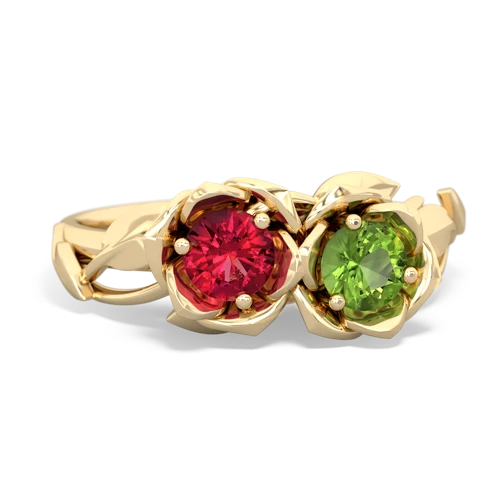 lab ruby-peridot roses ring