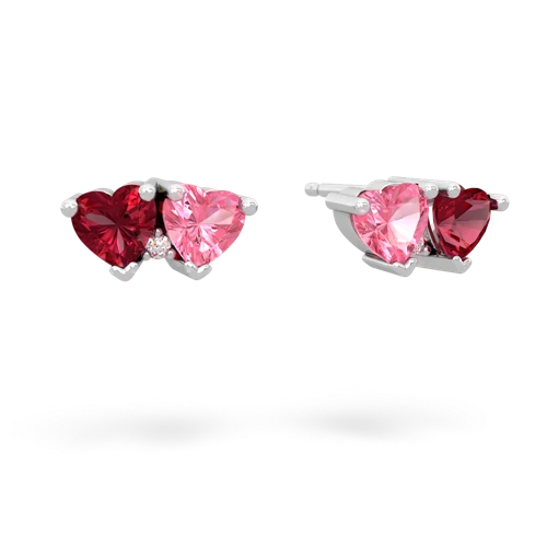 lab ruby-pink sapphire  earrings