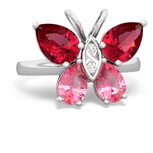 lab ruby-pink sapphire butterfly ring