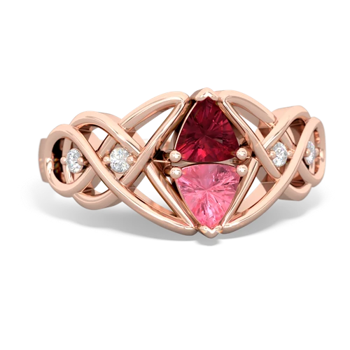 lab ruby-pink sapphire celtic knot ring