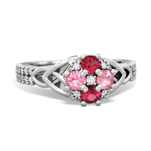 lab ruby-pink sapphire engagement ring