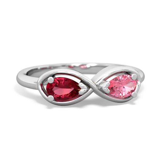 lab ruby-pink sapphire infinity ring