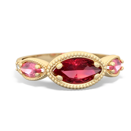 lab ruby-pink sapphire milgrain marquise ring