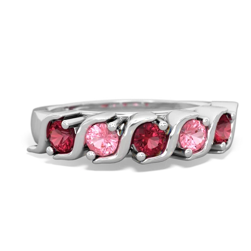 lab ruby-pink sapphire timeless ring