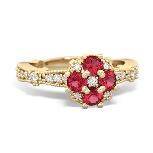 lab ruby art deco engagement ring