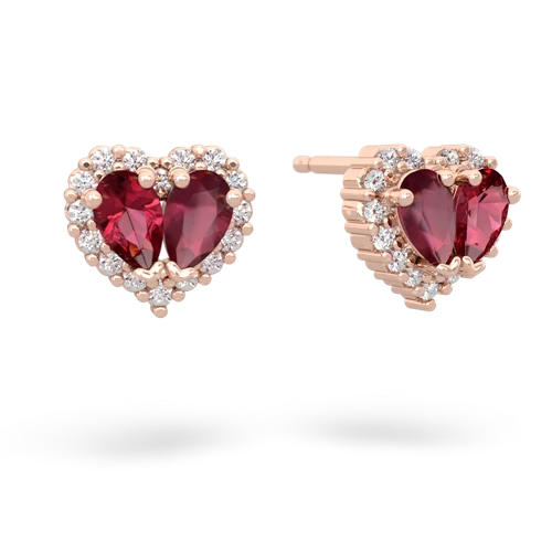 lab ruby-ruby halo-heart earrings