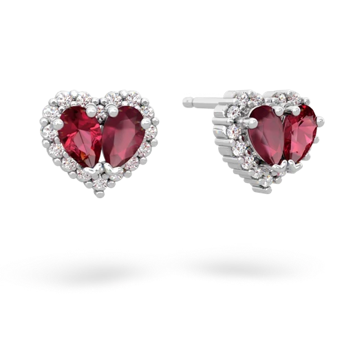 lab ruby-ruby halo-heart earrings