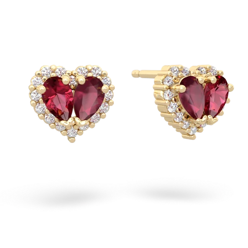 lab ruby-ruby halo-heart earrings