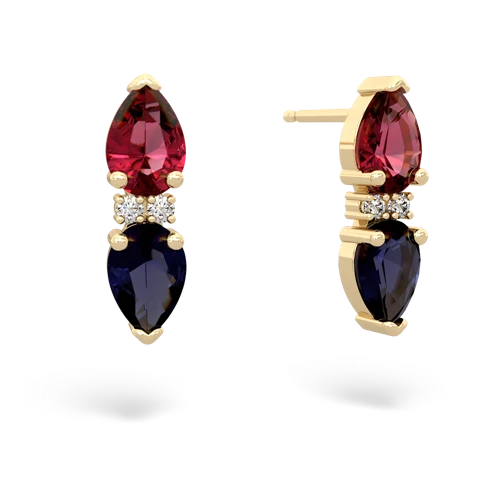 lab ruby-sapphire bowtie earrings