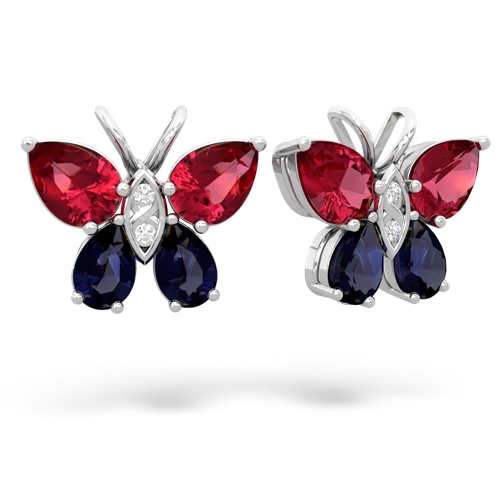 lab ruby-sapphire butterfly earrings