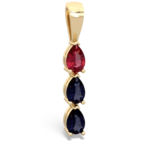 lab ruby-sapphire three stone pendant