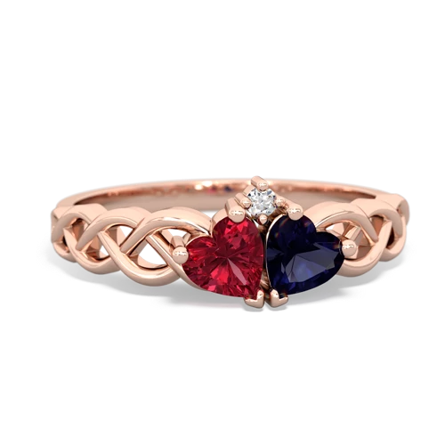 lab ruby-sapphire celtic braid ring