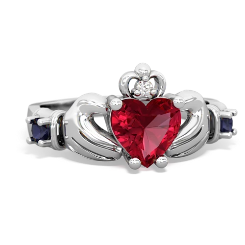 lab ruby-sapphire claddagh ring