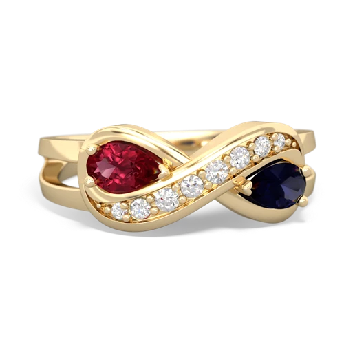 lab ruby-sapphire diamond infinity ring