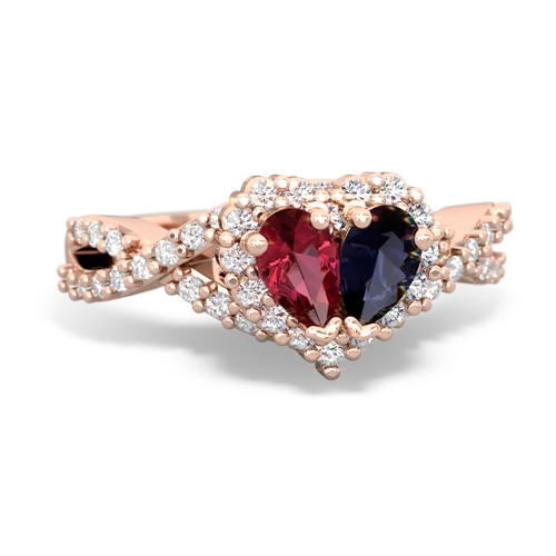 lab ruby-sapphire engagement ring