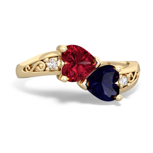 lab ruby-sapphire filligree ring