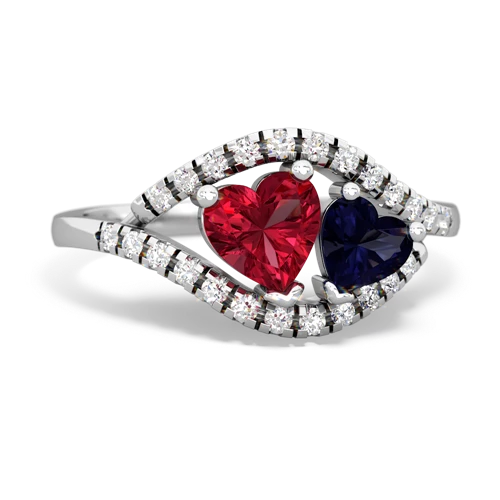 lab ruby-sapphire mother child ring