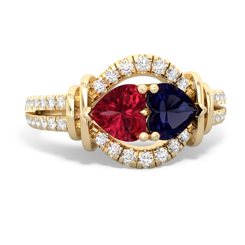 lab ruby-sapphire pave keepsake ring