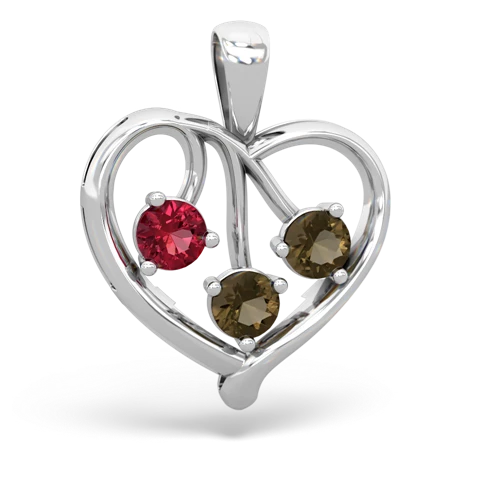 lab ruby-smoky quartz love heart pendant