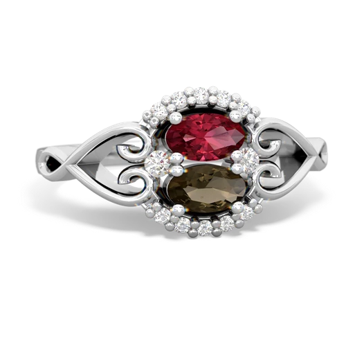 lab ruby-smoky quartz antique keepsake ring