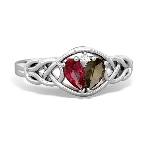 lab ruby-smoky quartz celtic knot ring