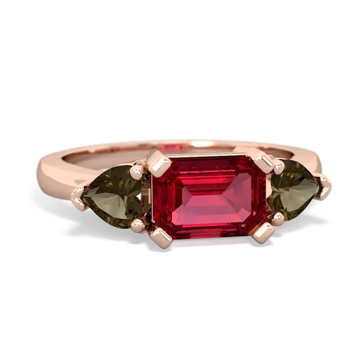 lab ruby-smoky quartz timeless ring