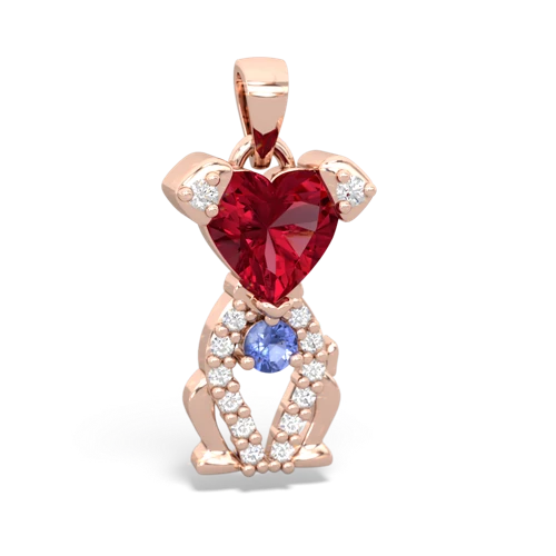 lab ruby-tanzanite birthstone puppy pendant