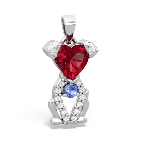 lab ruby-tanzanite birthstone puppy pendant