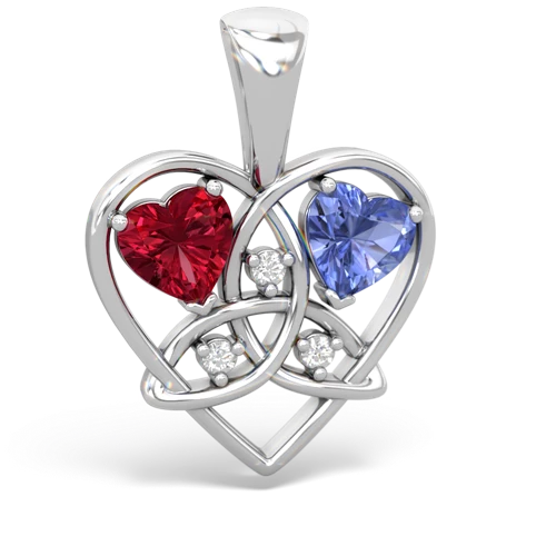 lab ruby-tanzanite celtic heart pendant