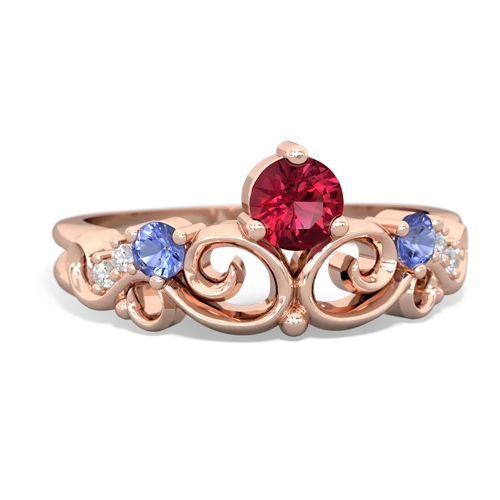 lab ruby-tanzanite crown keepsake ring