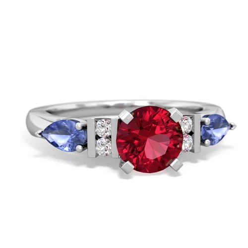 lab ruby-tanzanite engagement ring