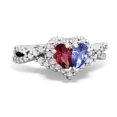 lab ruby-tanzanite engagement ring