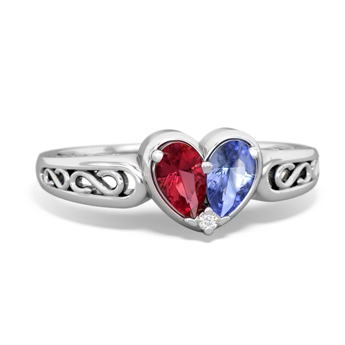 lab ruby-tanzanite filligree ring