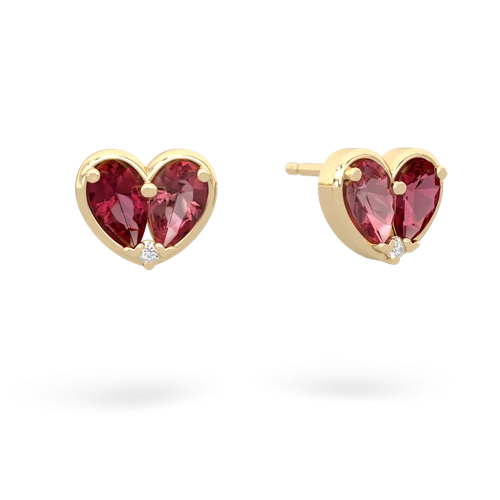 lab ruby-tourmaline one heart earrings