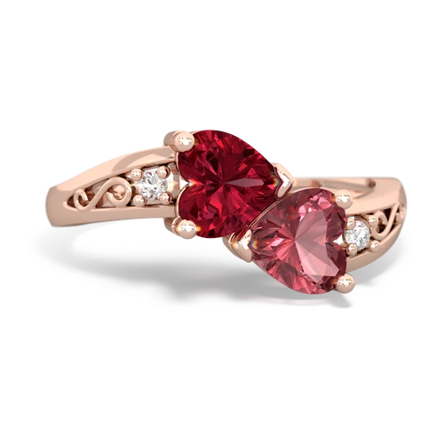 lab ruby-tourmaline filligree ring