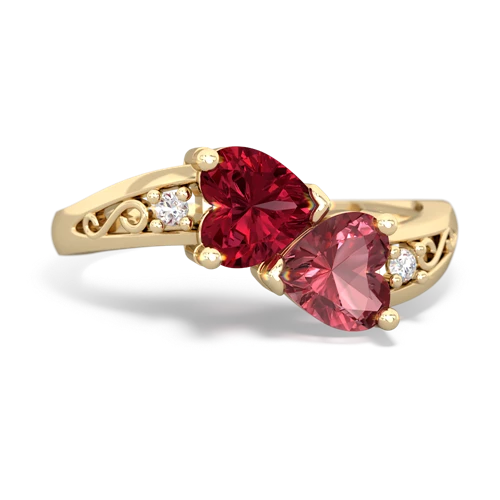 lab ruby-tourmaline filligree ring