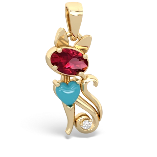 lab ruby-turquoise kitten pendant