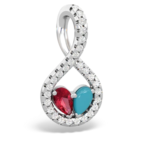 lab ruby-turquoise pave twist pendant