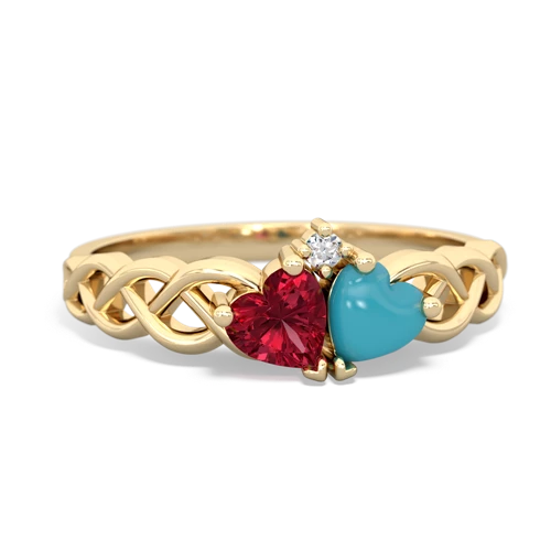 lab ruby-turquoise celtic braid ring