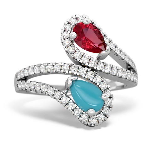 lab ruby-turquoise pave swirls ring