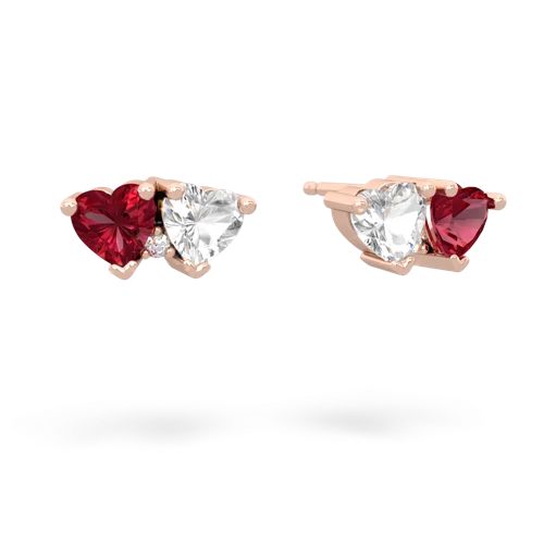 lab ruby-white topaz  earrings