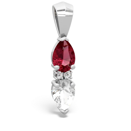 lab ruby-white topaz bowtie pendant