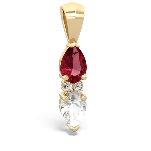 lab ruby-white topaz bowtie pendant