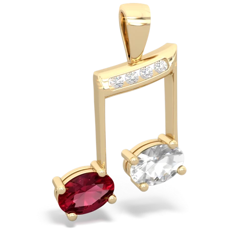 lab ruby-white topaz music notes pendant