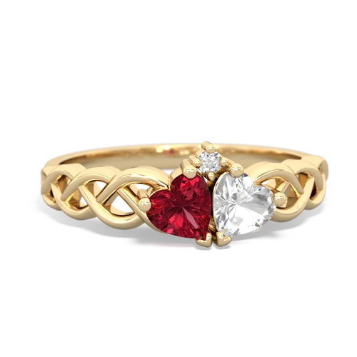 lab ruby-white topaz celtic braid ring