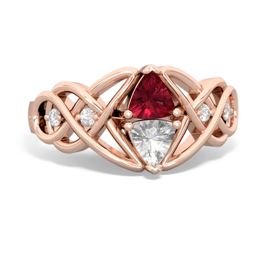 lab ruby-white topaz celtic knot ring