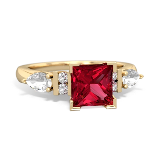 lab ruby-white topaz engagement ring