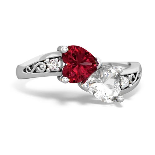 lab ruby-white topaz filligree ring