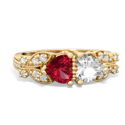 lab ruby-white topaz keepsake butterfly ring