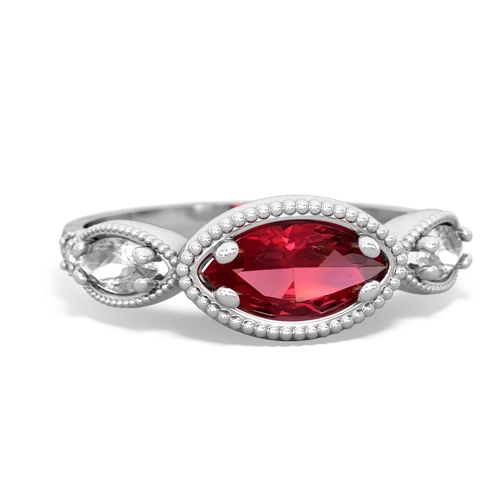 lab ruby-white topaz milgrain marquise ring